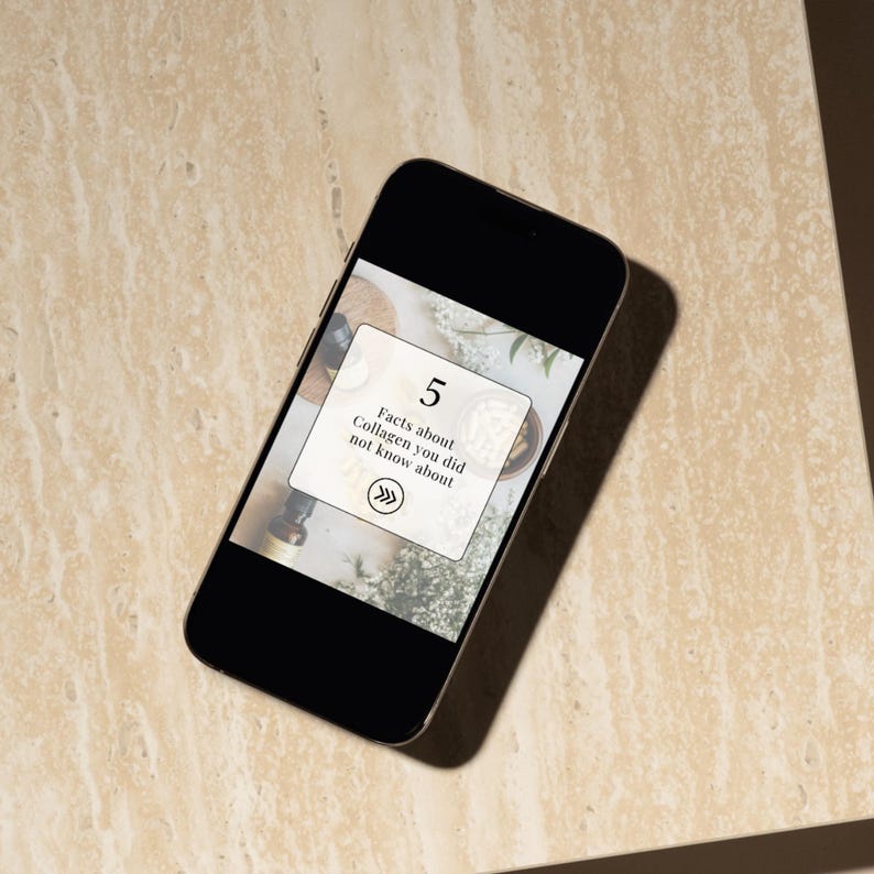 Flatlay of editable Canva Instagram templates for supplement and wellness brands, showing aesthetic 4:5 post designs with bold minimalist layouts.
