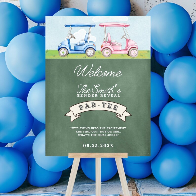 Golf Gender Reveal Welcome Sign Digital Download, He or She Par-tee ...