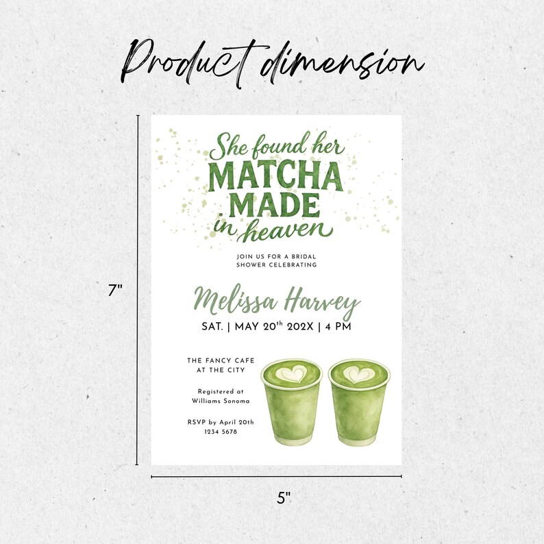 Matcha Made in Heaven Bridal Shower Invitation, Tea Themed Shower ...
