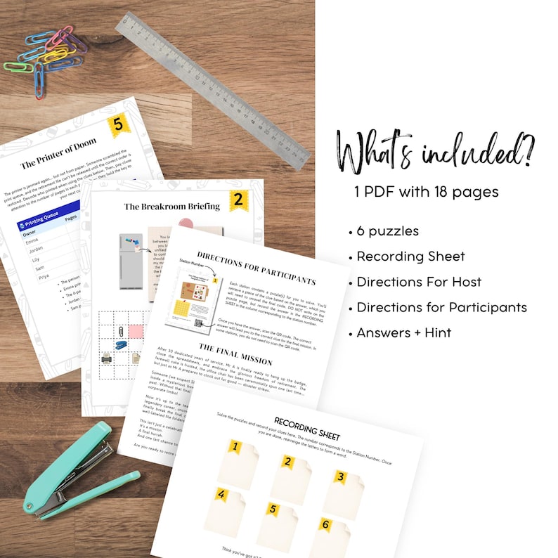 Printable Retirement Escape Room Game for Office Farewell Party and Team Building Activity