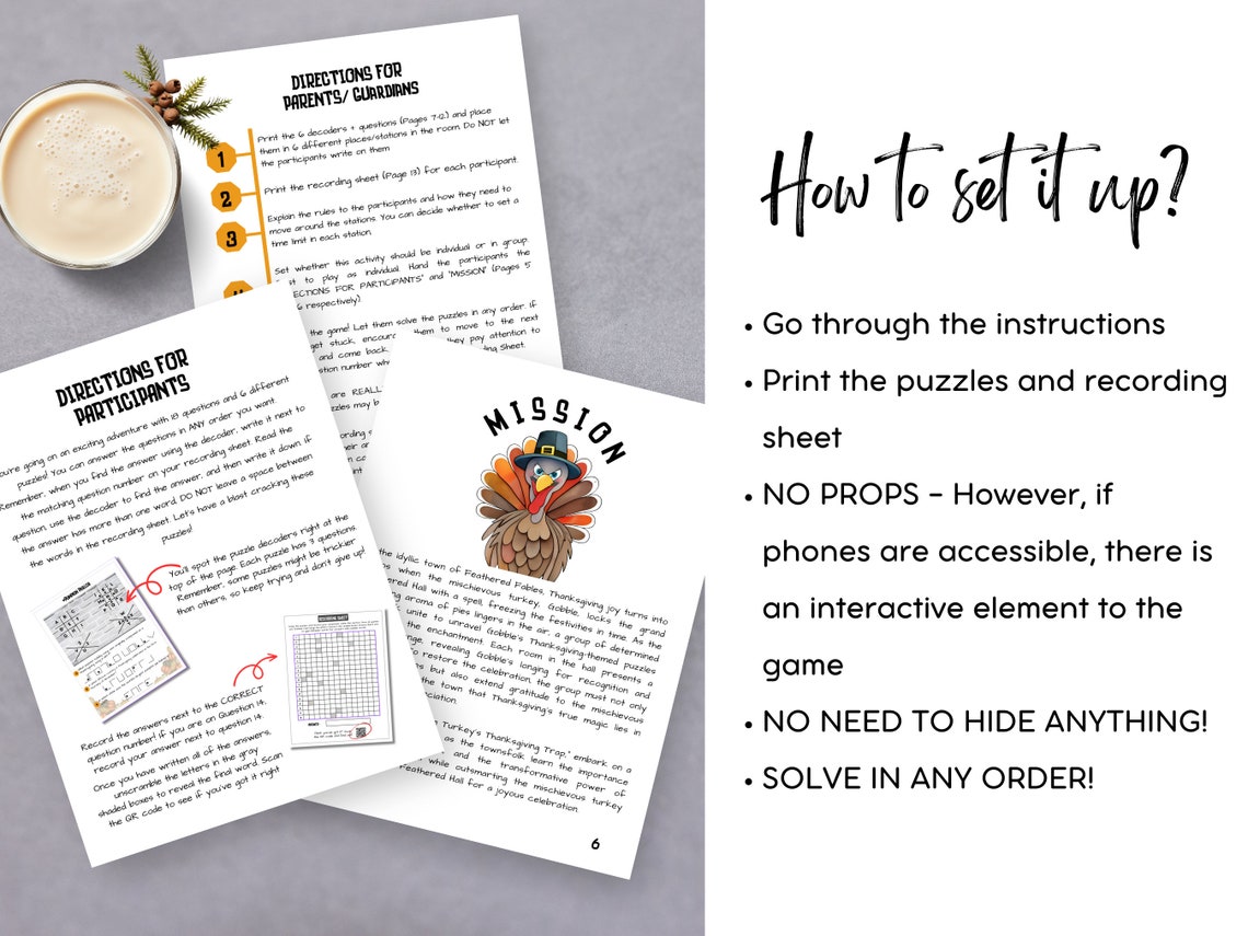 Thanksgiving Escape Room Printable Escape Room for Kids Escape Game ...