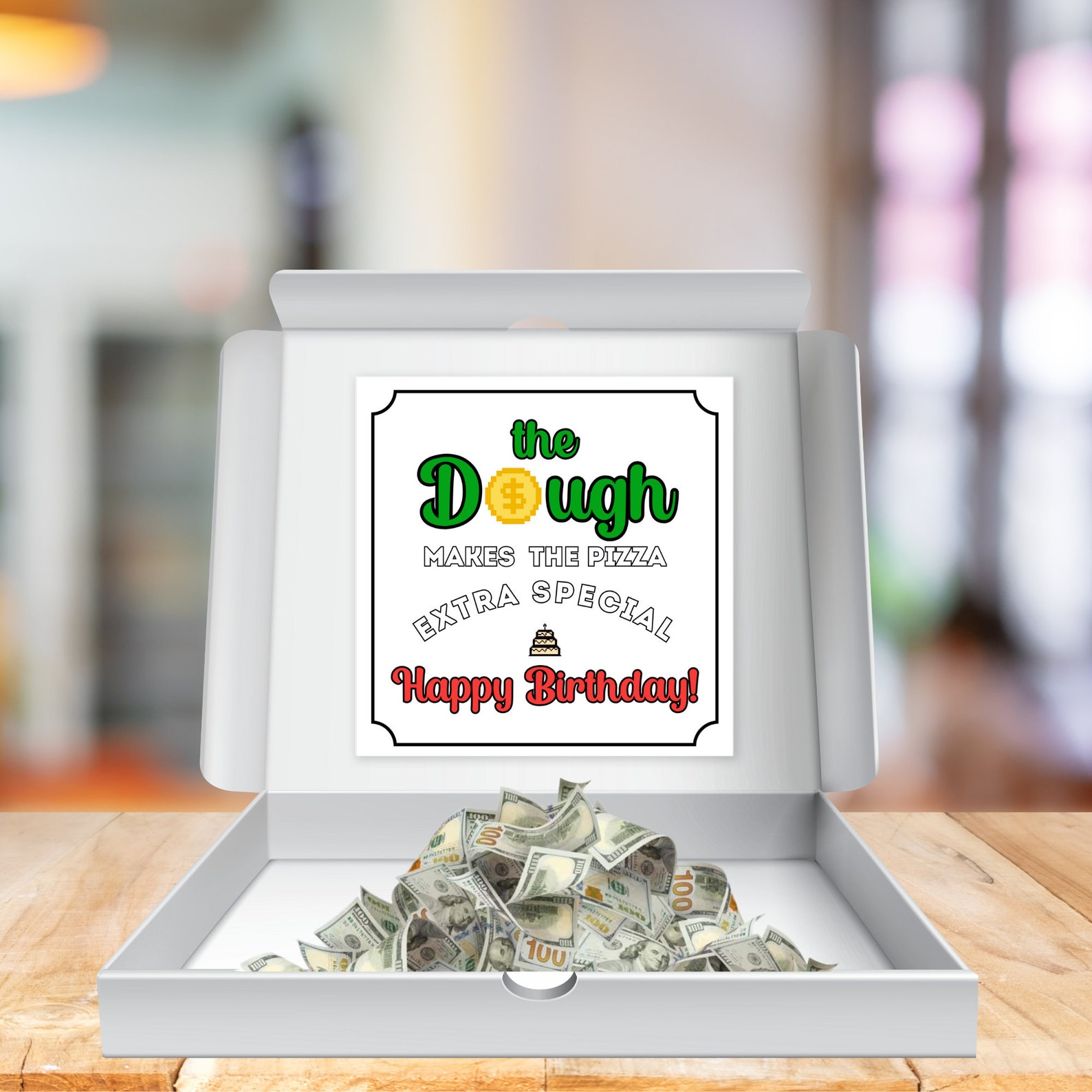 Printable Money Pizza Sign for Birthday Gift Pizza Box for Money Pizza Lover Gift Pizza Money ...