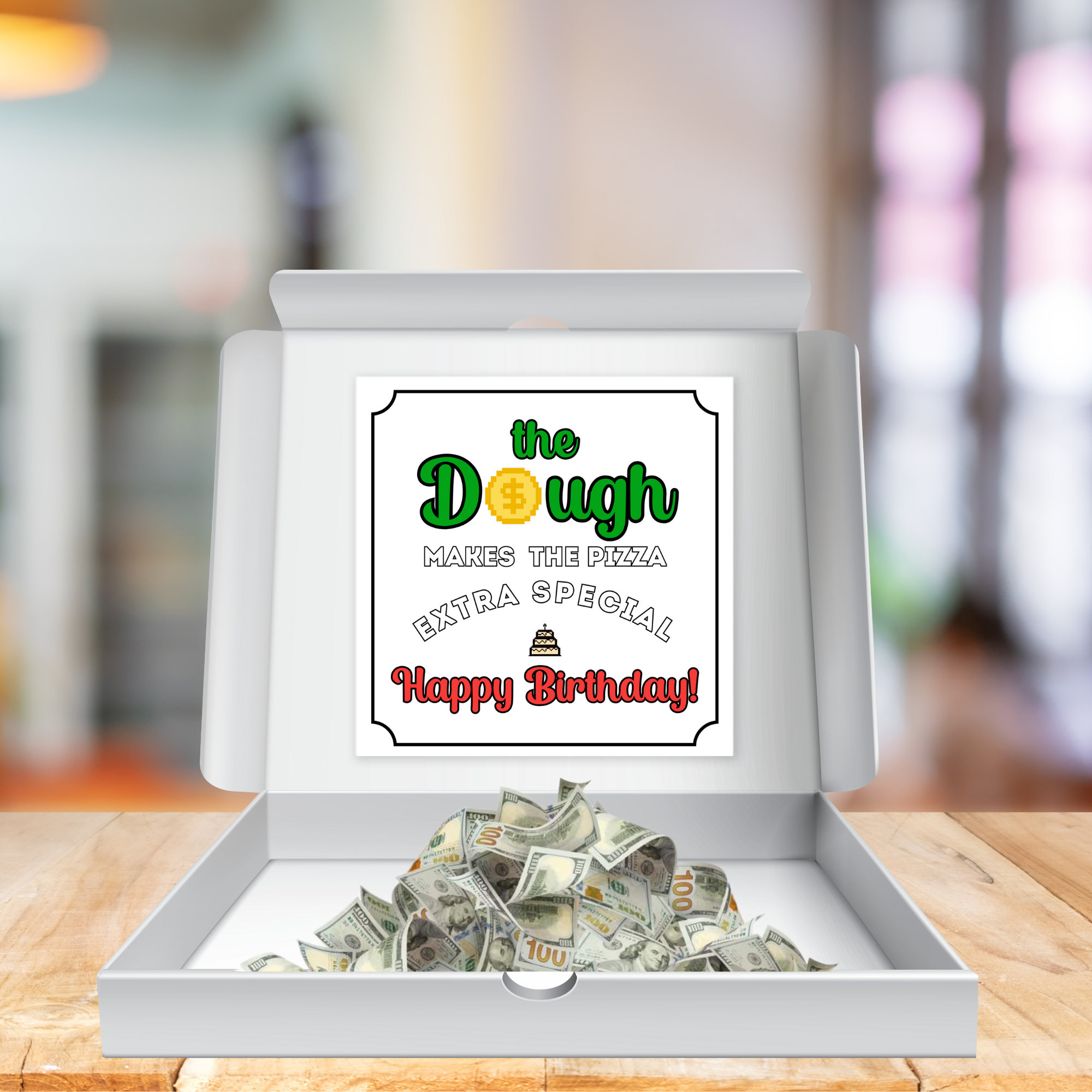 Printable Money Pizza Sign for Birthday Gift Pizza Box for Money Pizza Lover Gift Pizza Money ...