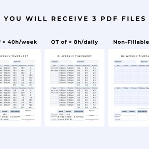 Biweekly Timesheet Template Self Calculating PDF Googlesheet Time ...