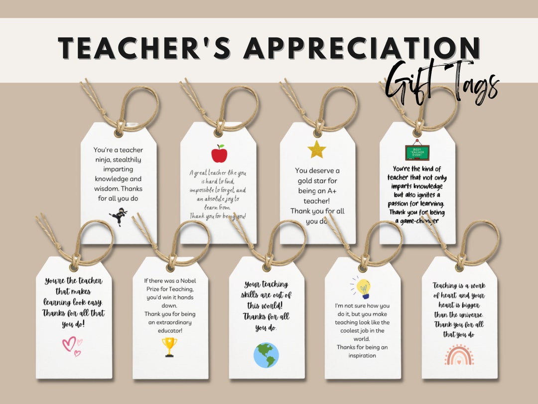 Teacher's Appreciation Gift Tag Mint, Teacher Gift Tag, Teacher Thank ...