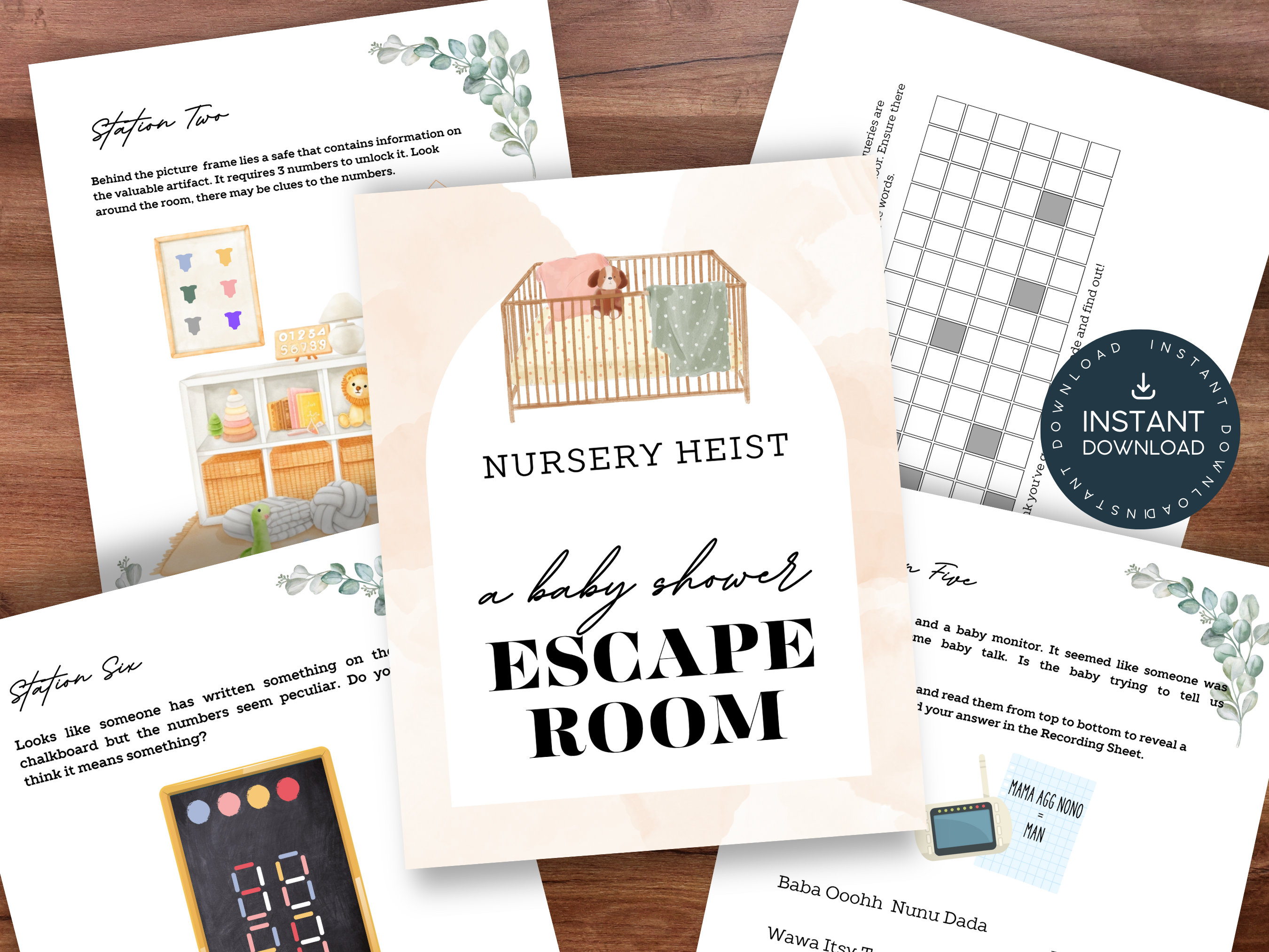 Baby Shower Escape Room at Home Escape Room for Adults Party Game Baby Shower Games Printable Escape Party Game Escape Room Printable Kit