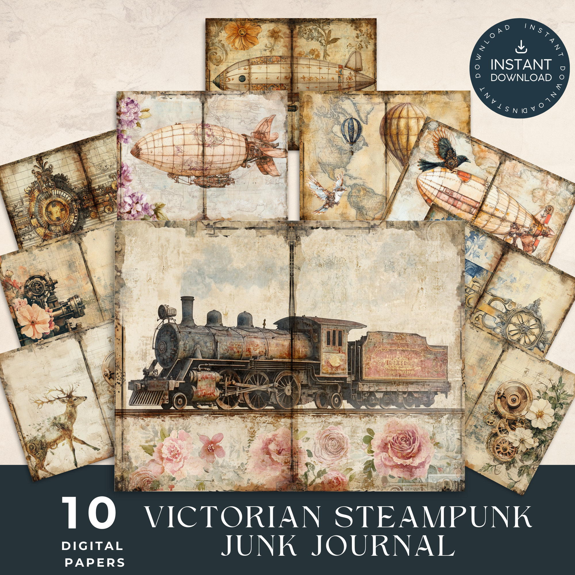 Victorian Steampunk Junk Journal Pages Vintage Junk Journal Victorian ...