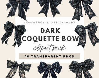 Coqueta negra Coqueta oscura PNG para camisas Lazo negro Clipart Lazo de coqueta negra PNG Uso comercial Clipart Lazo de cinta Lazo de cinta de coqueta