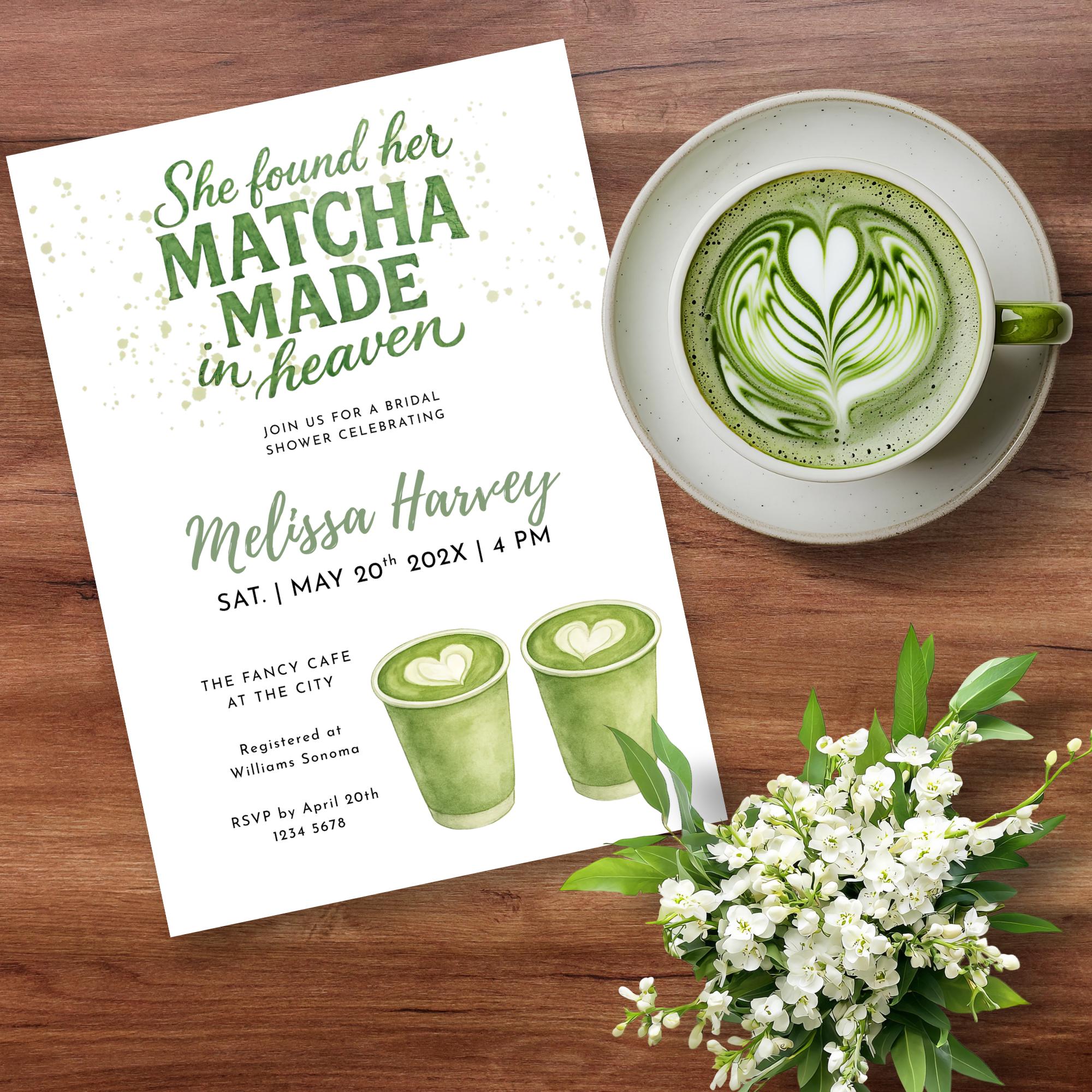 Matcha Made in Heaven Bridal Shower Invitation, Tea Themed Shower ...