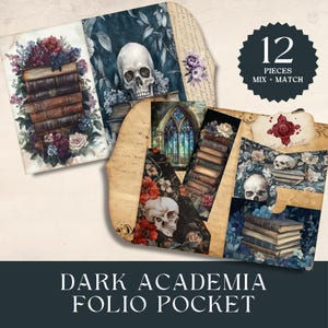 Dark Academia Pocket Folio Kit Gothic Junk Journal Folio Moody Flowers Vintage Gothic Folio Kit Book Lover&#39;s Dark Academia Paper Kit