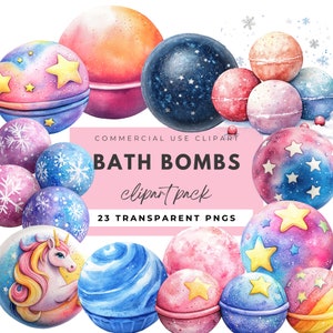 Bath Bomb Clipart PNG Watercolor Spa Clipart Bath Bomb Birthday Printable Bath Bombs Favor Tags Bath Bubbles DIY Soap Making Party
