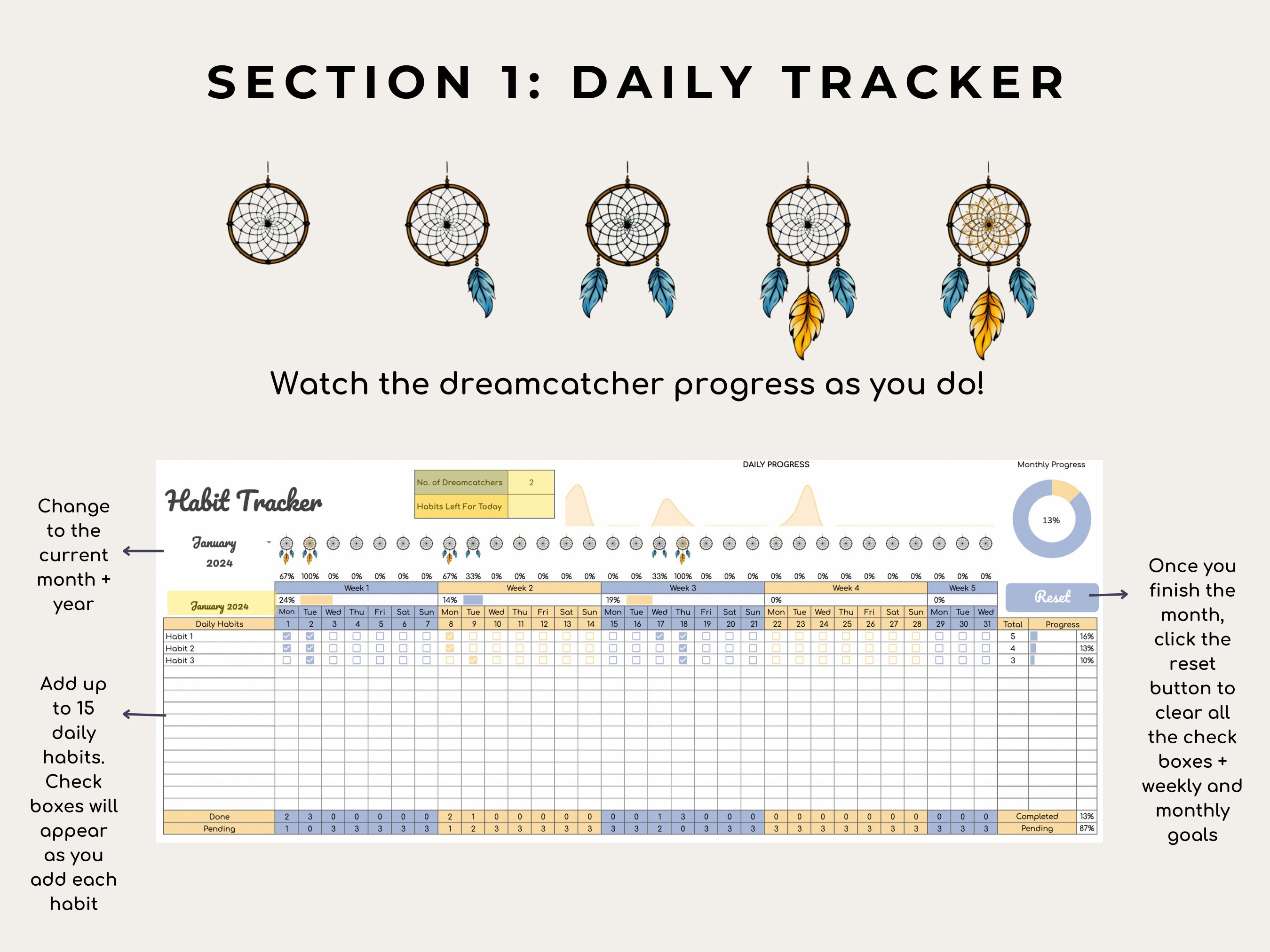 Google Sheet Habit Tracker Spreadsheet Excel Habit Challenge 30 Day ...