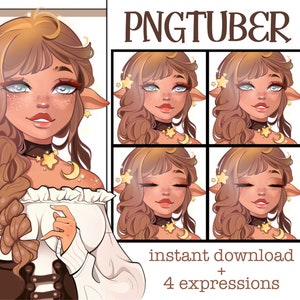 Moon & Stars PNGtuber | Cute Girl PNGtuber | Fantasy Theme | Streaming Avatar | Twitch | Discord | Youtube | Ready to Use