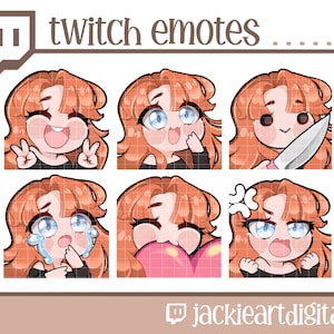 Twitch Emotes | Heart | Crying | Happy | Grumpy | Knife | Peace | {Red Bangs & Blue Eyes} Twitch | Discord | Instant Download