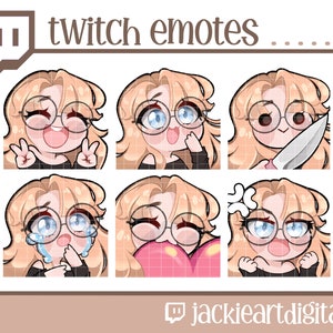 Blonde Bangs Twitch Emotes: Heart, Crying, Happy (Instant Download)