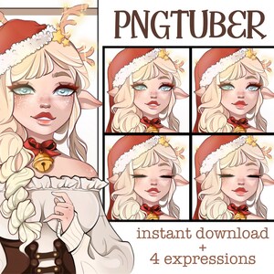 Fille de Noël PNGtuber | Blonde PNGtuber | Streaming Avatar | Twitch | Discord | Youtube | TikTok | Mignon | Prêt à l’emploi