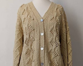 rust popcorn cardigan