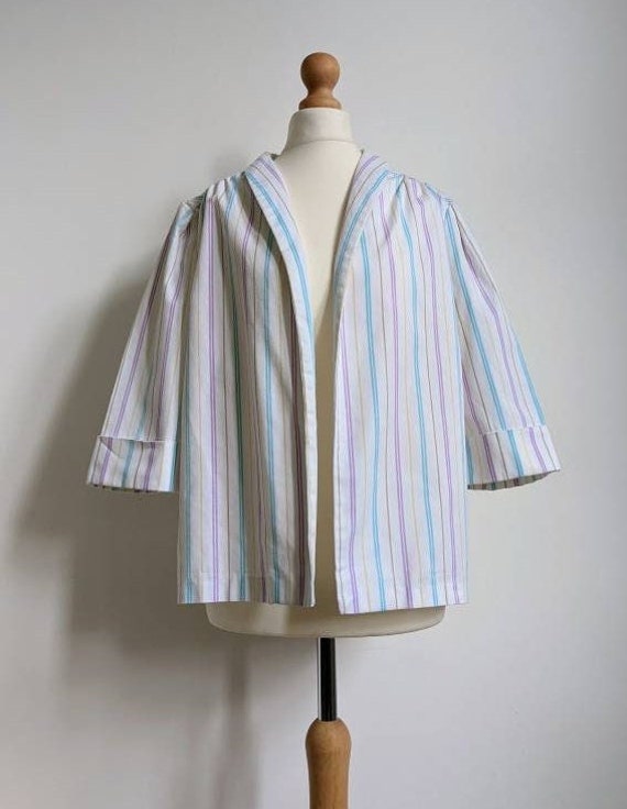 Vintage white and pastel striped blazer jacket wi… - image 1