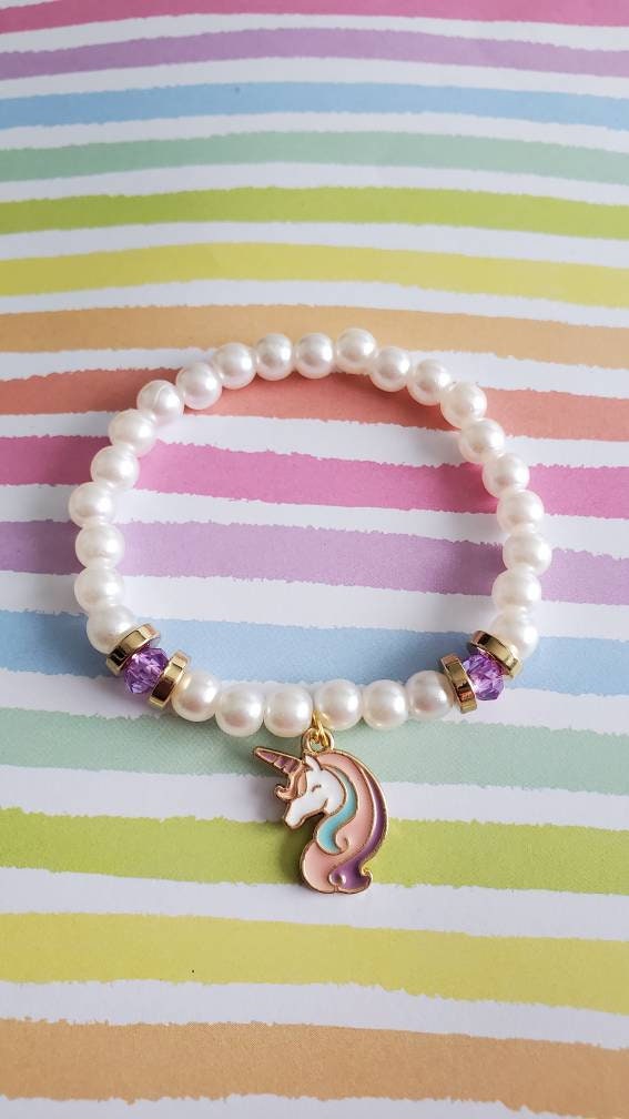 Super Sparkly Unicorn Bracelet in Pastels Unicorn Jewelry Girl Gift Gift  for Little Girl Party Favor Jewelry C 