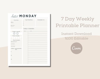 Printable Planner - Daily Planner - Weekly Planner - Canva Template - Digital Download - Printable Planner Pages - Printable Planner Bundle