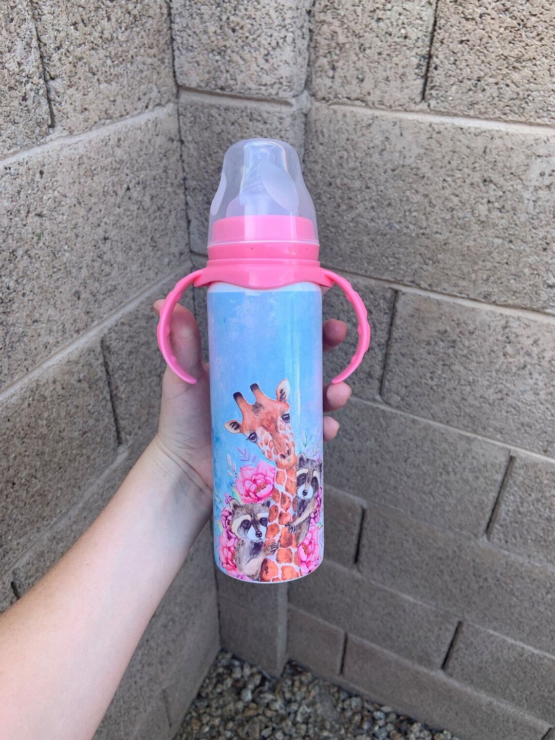 Giraffe Baby Bottle/ Pink Rim Baby Bottle/ Sublimation Baby 2021 - Etsy