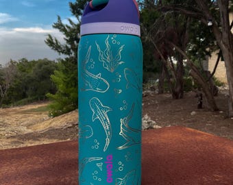 Owala Personalized Tumbler with Whale Shark Theme 32 ounce  Gift or Present