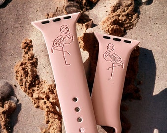 Flamingo Engraved  Watch Band 38/40/41 mm 42/44/45 mm Series 1,2,3,4,5,6,7,8,9,SE,SE2 Apple Watch Compatible