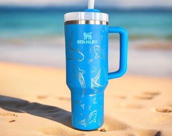 Engraved Whale Shark Stanley Tumbler: 40 oz Ocean Adventure Quencher