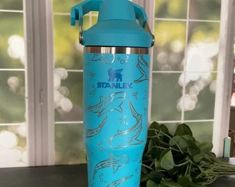 Engraved Whale Shark Stanley Tumbler: 30 oz Ocean Fast Flow Ice flow