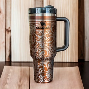 Tooled Leather Western Style Look Personalized Engraved Stanley Adventure Quencher 40 oz Tumbler