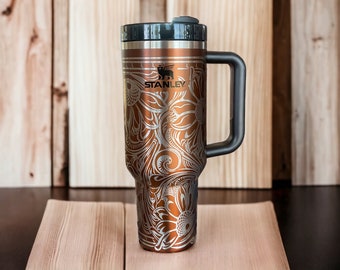 Tooled Leather Western Style Look Personalized Engraved Stanley Adventure Quencher 40 oz Tumbler