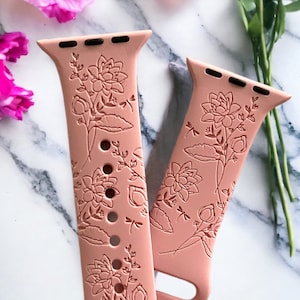 July Birth Month Watch Band Water Engraved Silicone  38/40/41 mm 42/44/45 mm Series 1,2,3,4,5,6,7,8,9,SE,SE2  Apple Watch Compatible