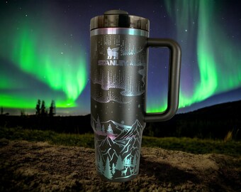 Personalized Stanley Chroma Northern Lights Aurora Borealis Adventure Quencher 30oz Tumbler