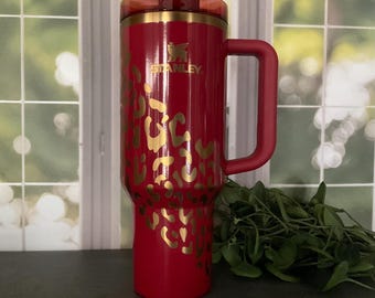 Leopard Print Engraved Stanley Adventure Quencher 40 oz Tumbler