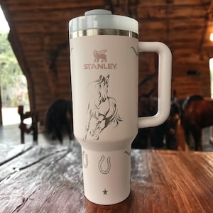 Cowgirl Western Equestrian Horse Engraved Stanley Adventure Quencher 40 oz Tumbler