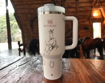 Cowgirl Western Equestrian Horse Engraved Stanley Adventure Quencher 40 oz Tumbler
