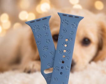 Dog Paw Engraved Band Apple Watch Compatible Series 1 through 11, SE 1,2 and 3 and Ultra 1, 2, and 3