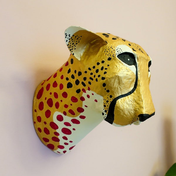 Tête de guépard en papier Mâché, Musa