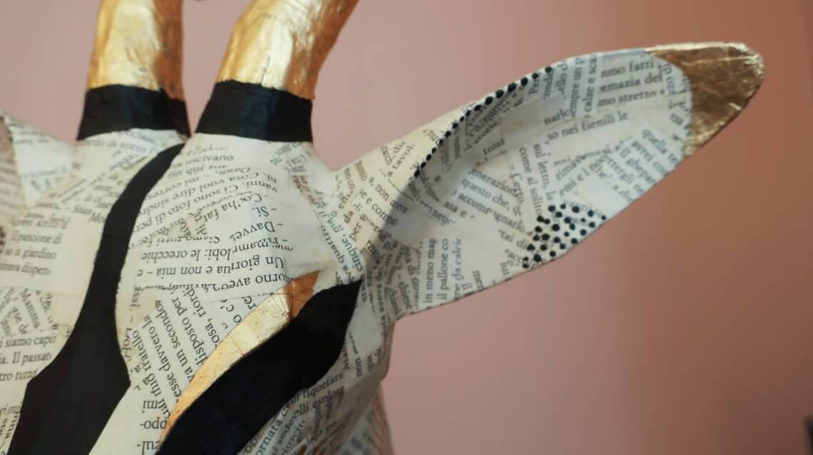 Paper Mâché Impala Antelope Head With Gold Leaf Details Tau Etsy