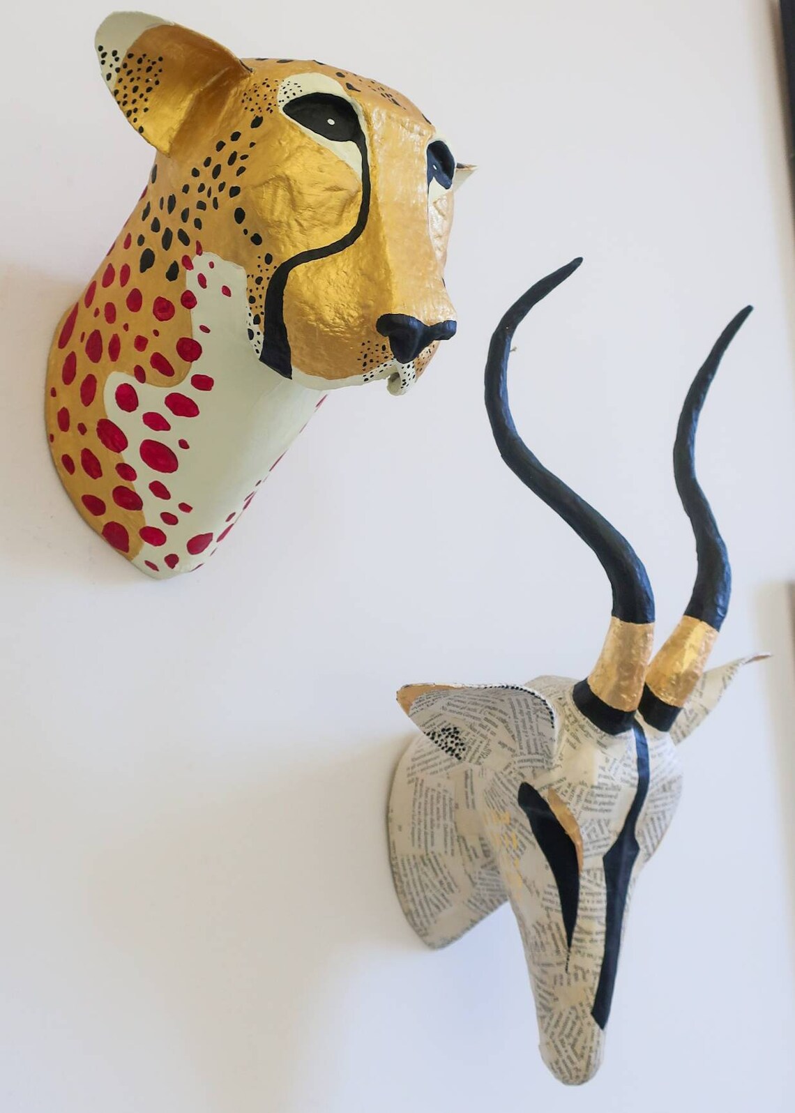 Paper Mâché Impala Antelope Head With Gold Leaf Details Tau Etsy
