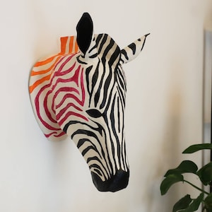 Paper Mâché Zebra head, Amanda