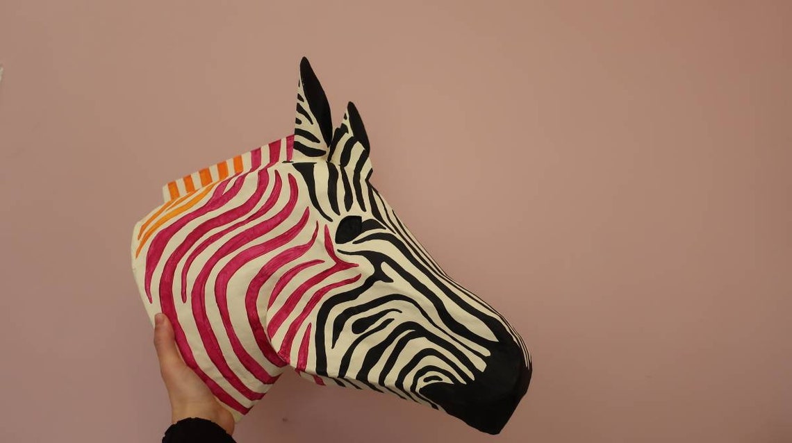 Paper Mâché Zebra Head Amanda Etsy