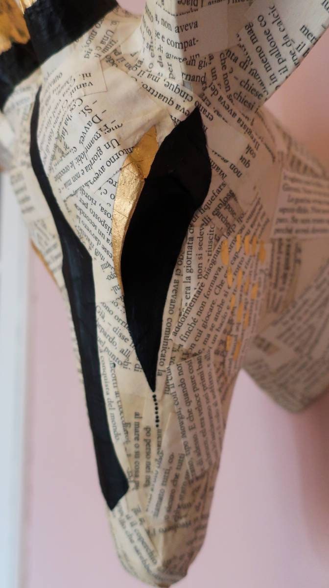 Paper Mâché Impala Antelope Head With Gold Leaf Details Tau Etsy