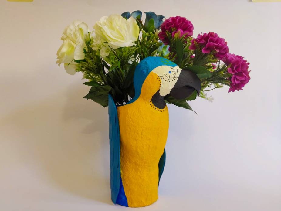Paper Mâché Macaw vase, Moema