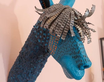 Paper Mâché Alpaca head, Señor Ruiz