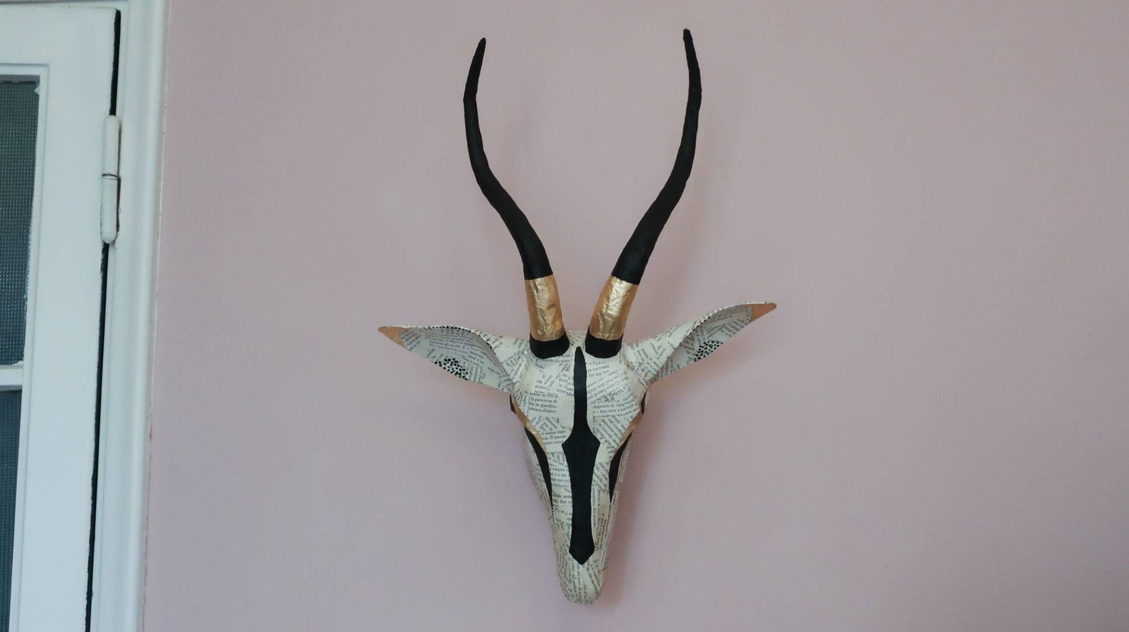 Paper Mâché Impala Antelope Head With Gold Leaf Details Tau Etsy