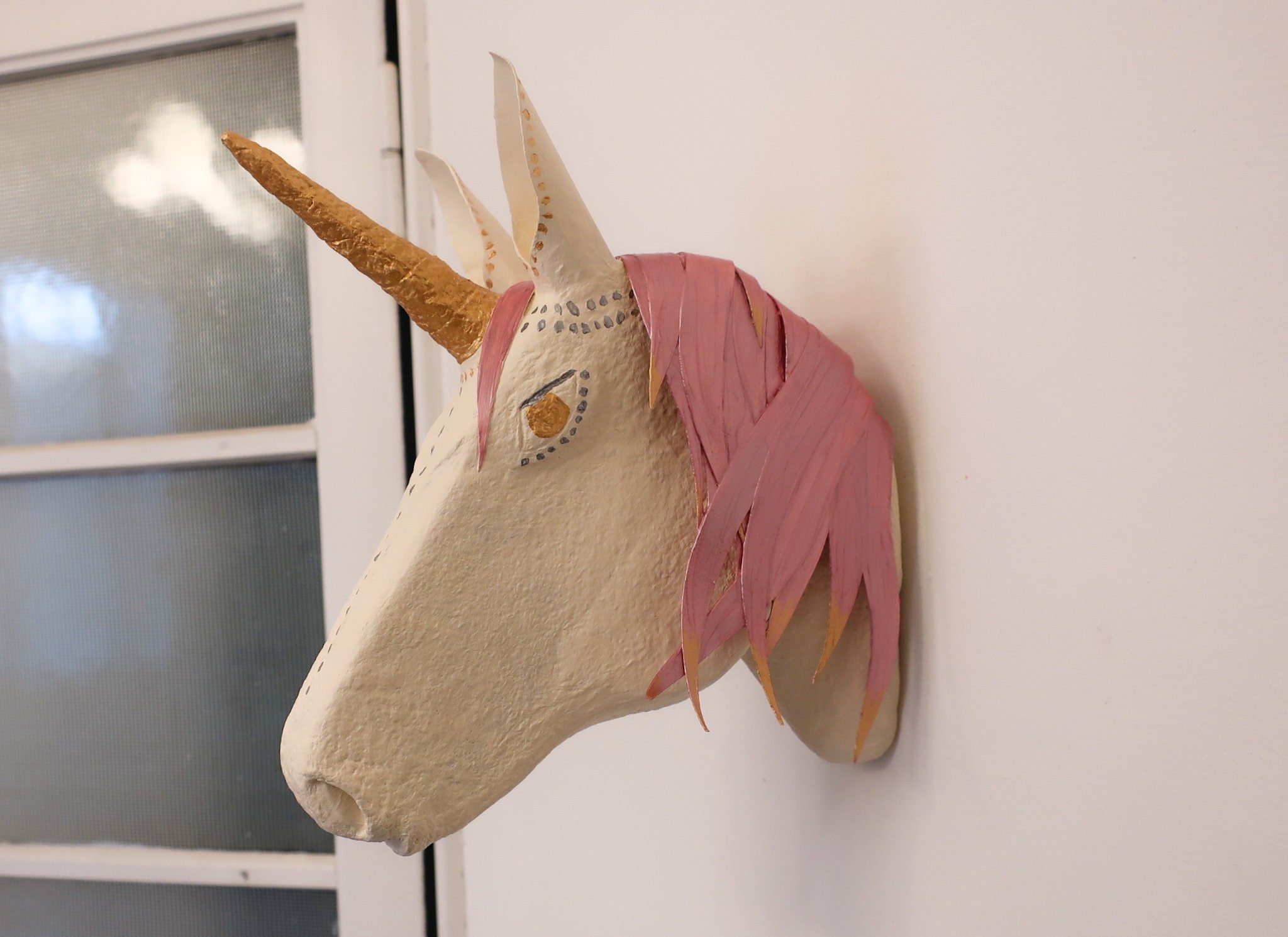 Paper Mâché Unicorn head, Emi