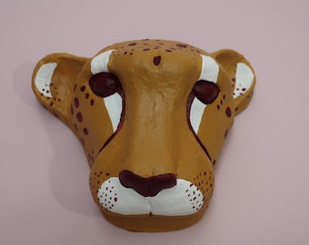 Paper Mâché Cheetah head wall mount, Ella