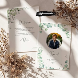 Dankeskarte zur Konfirmation, Kommunion, Firmung oder Taufe | liebevoll personalisierte Karte mit Foto und Text | für Mädchen und Jungen