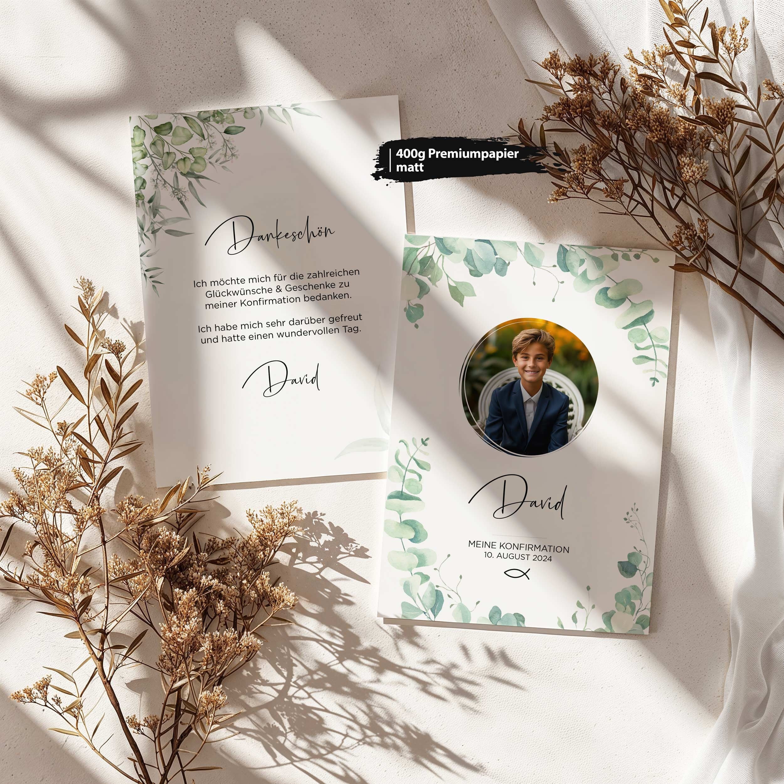 10er Set Dankeskarten Mit Umschlägen – Klappkarten DIN A6, Blumen-Design, Made In Germany